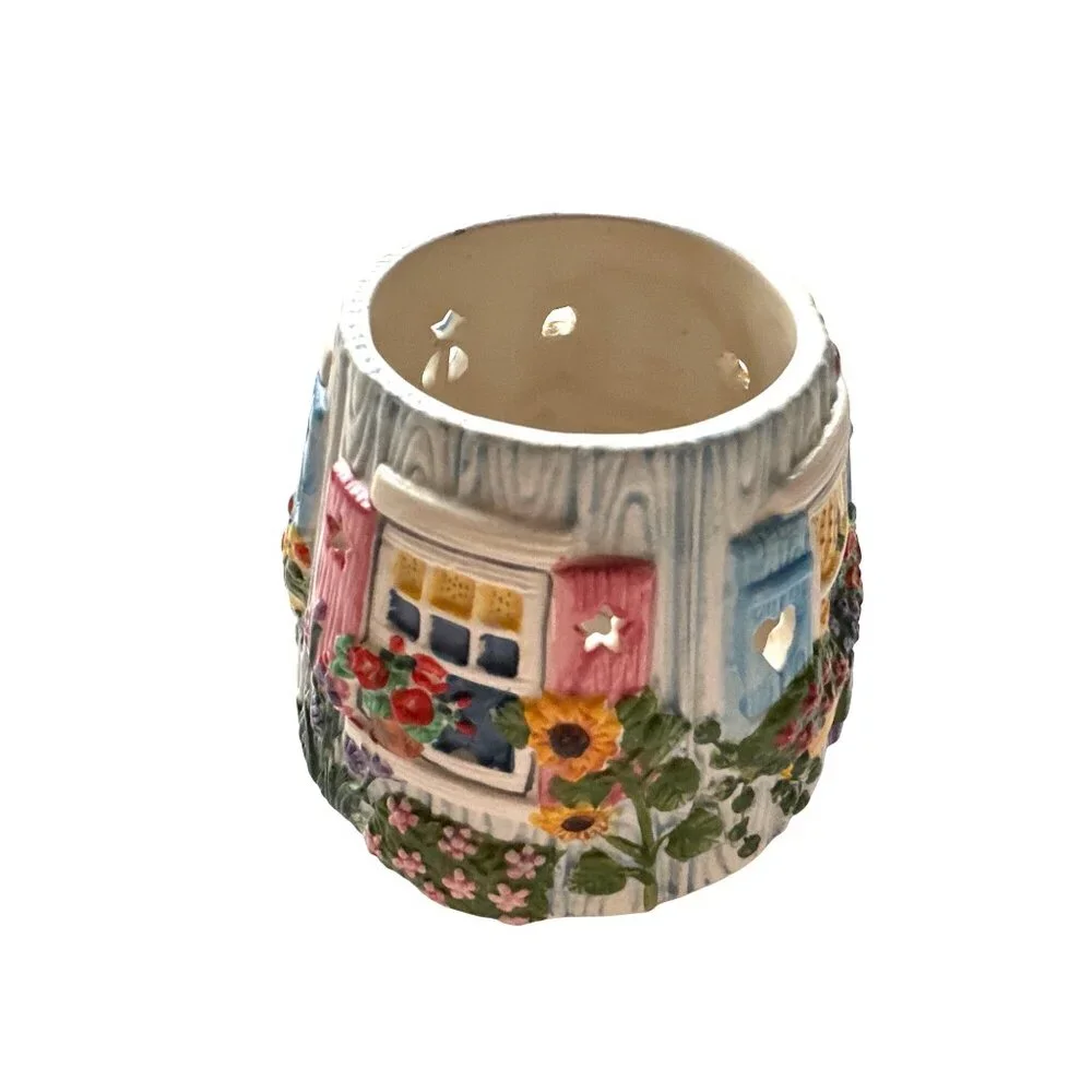Yankee Candle Tapered Candle Topper Small Cottage Windows Colorful Vintage